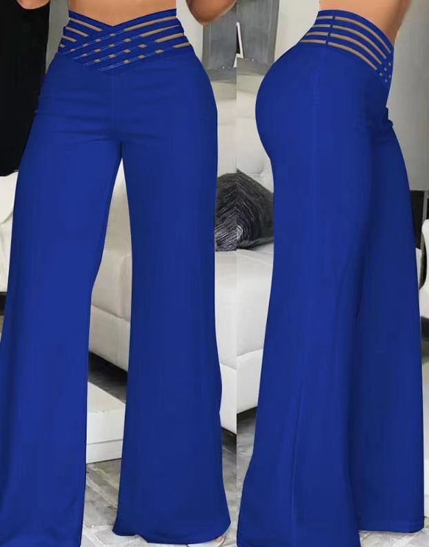 Women’s High-Waist Wide-Leg Pants with Woven Waist Detail