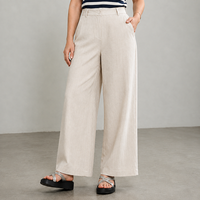 Women’s High-Waisted Wide-Leg Linen Pants – Elegant & Comfortable