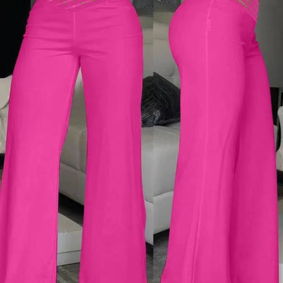 Women’s High-Waist Wide-Leg Pants with Woven Waist Detail